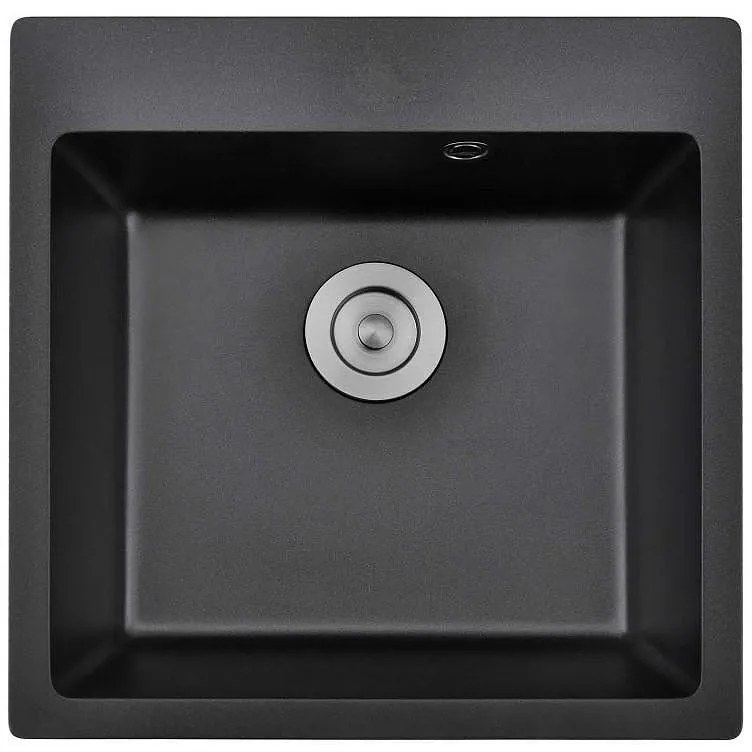 Кухненска мивка ICGS 5050 BLACK, гранит, едно корито, със сифон, 55x20х50см