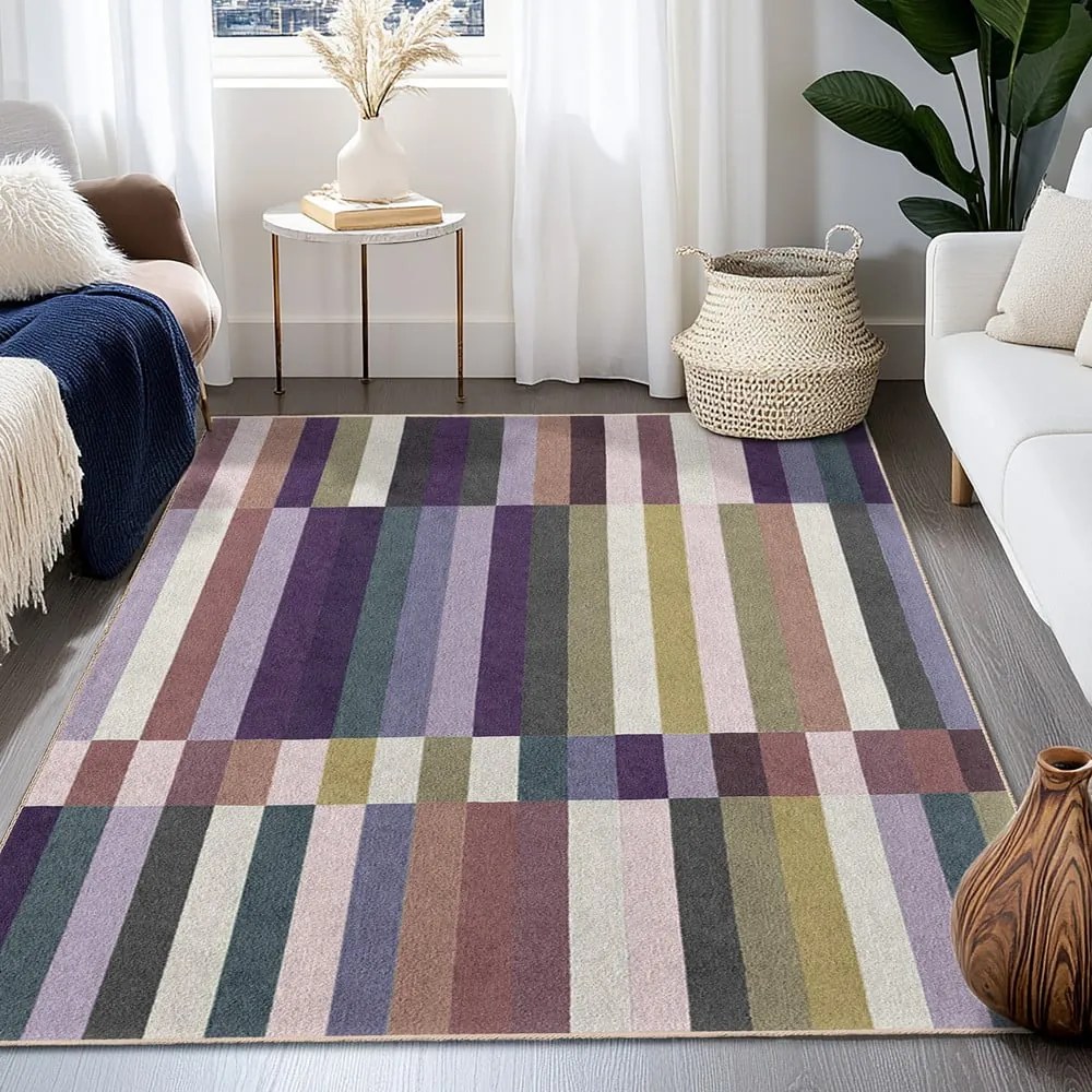 Лилав килим подходящ за пране 80x150 cm Purple Rain – Mila Home