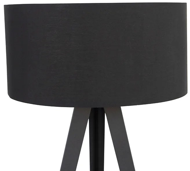 Подова лампа черна с черен абажур и златен интериор - Ilse