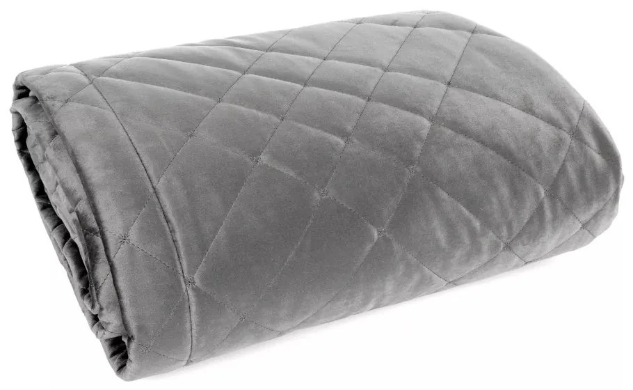 Елегантна кадифена покривка за легло с геометрични шевове - светлосиво Ширина: 200 см | Дължина: 220 см