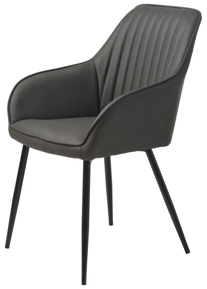 Тъмносиви тапицирани трапезни столове в комплект с подлакътници 2 бр. Nolan Stripe – Unique Furniture