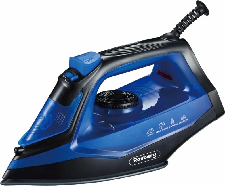 Ютия Rosberg R51050G, 1850-2200W, Керамика, Самопочистване, Термостат, 160 мл, Син/черен