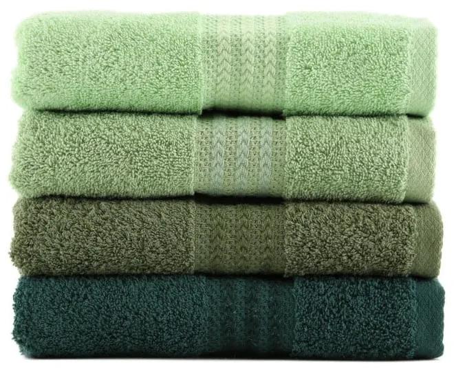 Комплект от 4 зелени памучни кърпи , 50 x 90 cm - Foutastic