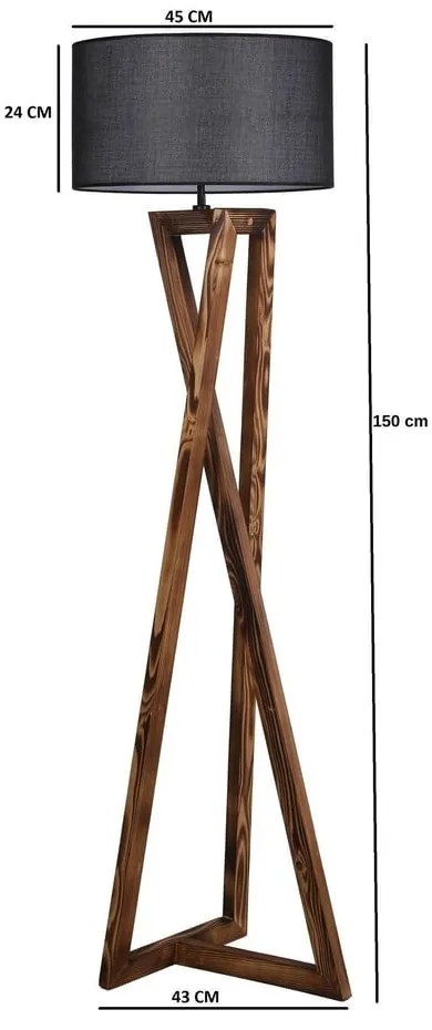 Черна/кафява подова лампа с текстилен абажур (височина 149 cm) Maçka – Opviq lights