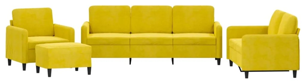 3201950 vidaXL Комплект дивани от 4 части, жълт, кадифе