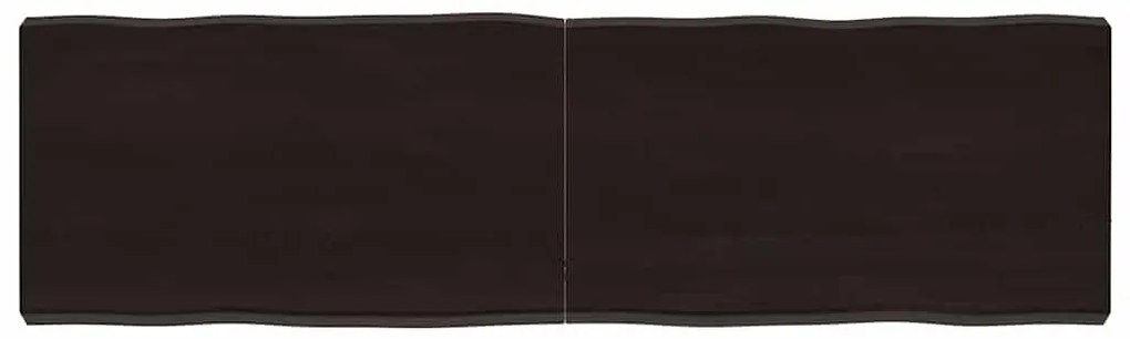 364029 vidaXL Плот за маса тъмнокафяв 140x40x(2-6) см обработен масивен дъб