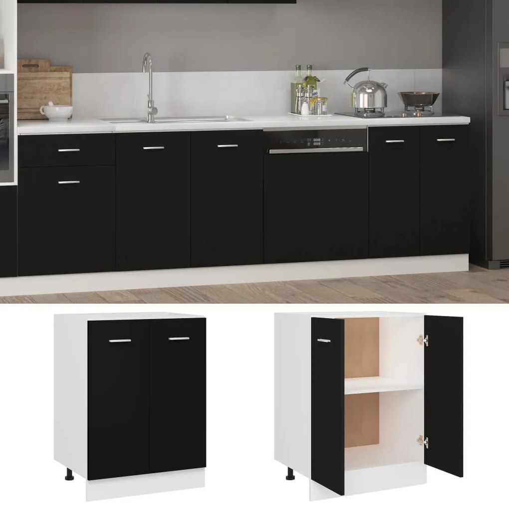 801189 vidaXL Долен шкаф, Lyon, черен, 60x46x81,5 см, инженерно дърво