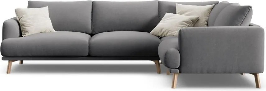 Сив кадифен ъглов диван (десен ъгъл/L форма) Naomi – Micadoni