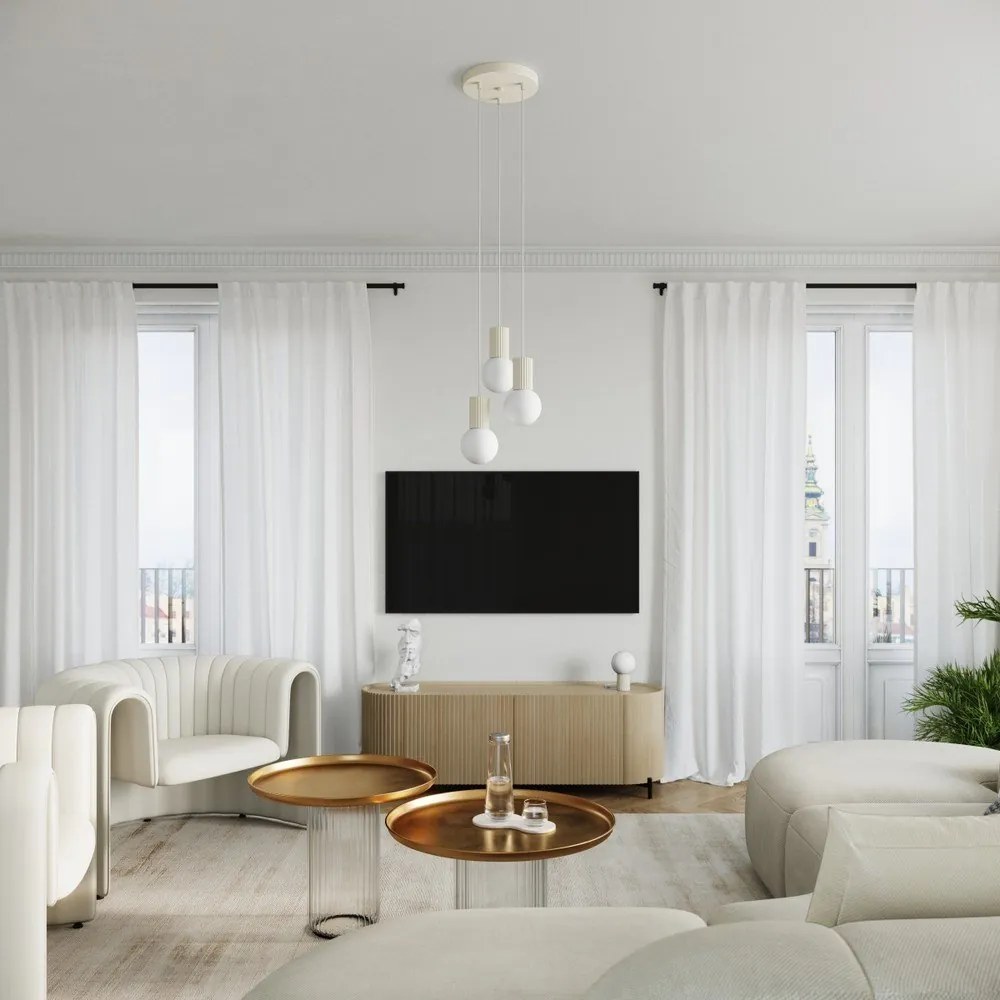 Кремава настолна лампа със стъклен абажур (височина 19 cm) Orbital – Sollux