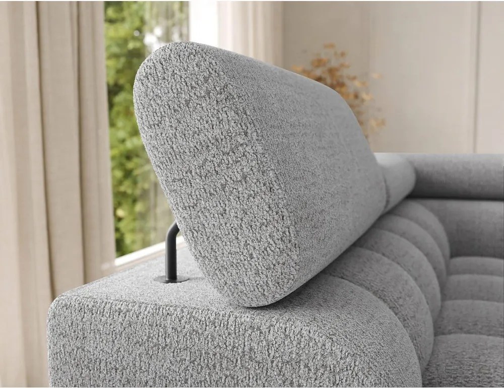 Сив разтегателен ъглов диван от букле (ляв ъгъл U форма) Feraria – ELTAP