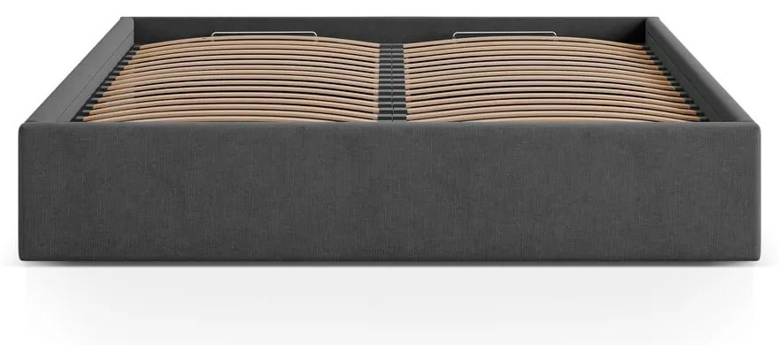 Антрацитно двойно легло 140x200 cm тапицирано с място за съхранение/без табла с включена подматрачна рамка Susan – Micadoni