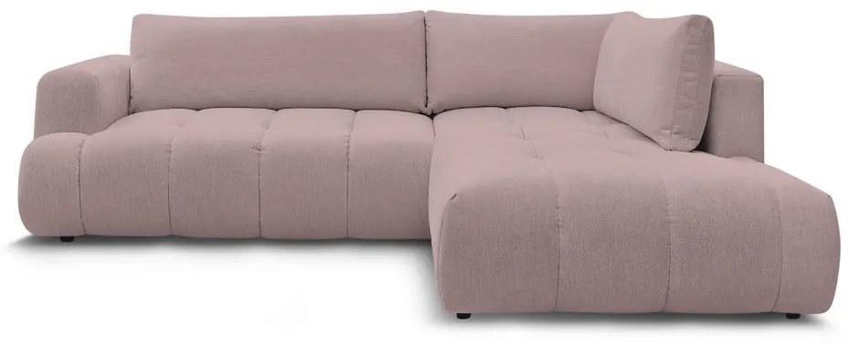 Розов сгъваем/с място за съхранение ъглов диван (десен ъгъл/L форма) Fuji – Bobochic Paris