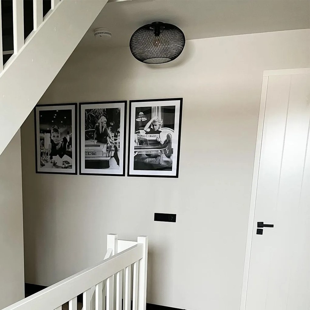 Модерна таванна лампа черна 45 см - Mesh Ball