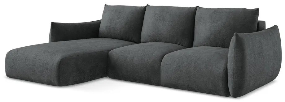 Тъмносив шенилов сгъваем ъглов диван (ляв ъгъл) Leila – Makamii