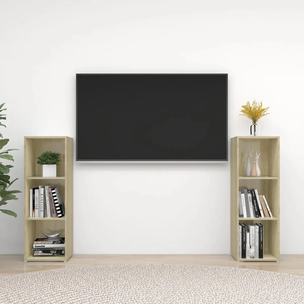 3079910 vidaXL ТВ шкафове, 2 бр, дъб сонома, 107x35x37 см, инженерно дърво