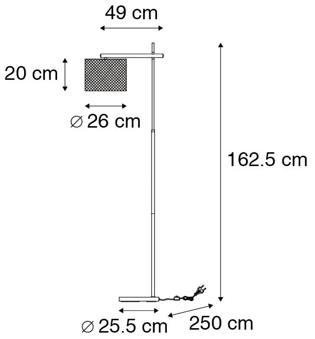 Индустриална подова лампа черна - Drum Mesh