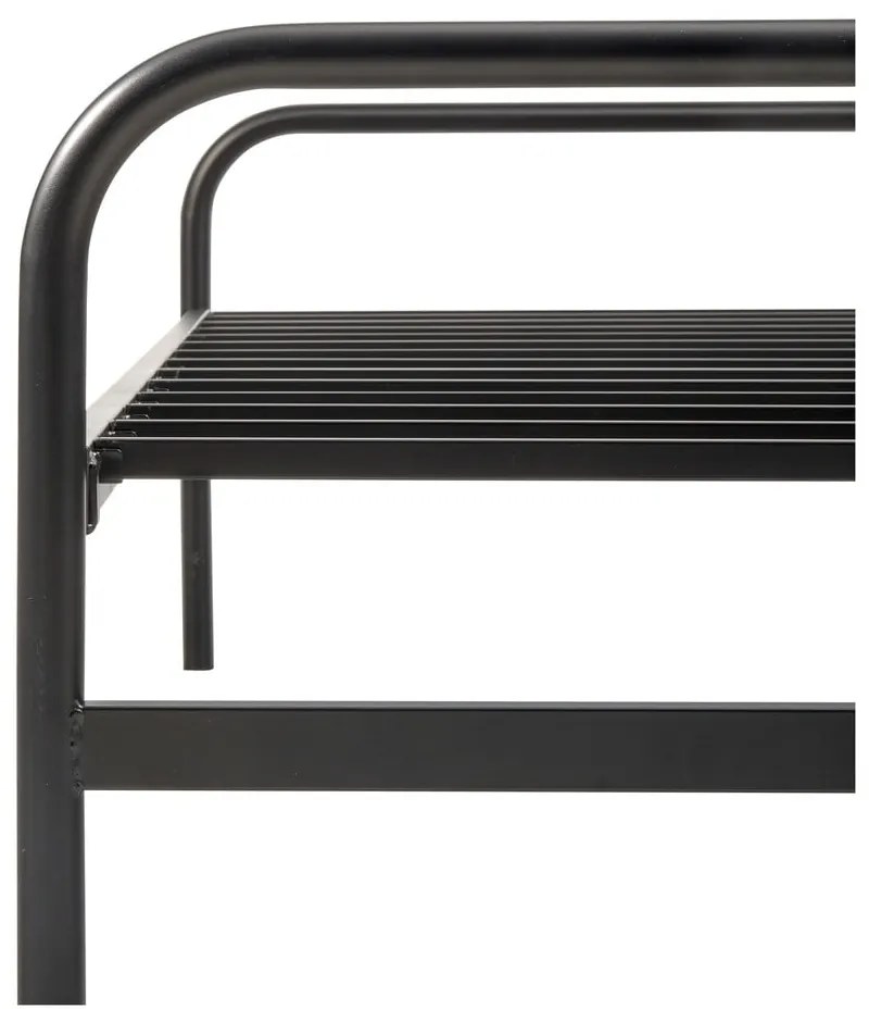 Черно метално сгъваемо единично легло 90x200 cm с включена подматрачна рамка Lucy – WOOOD