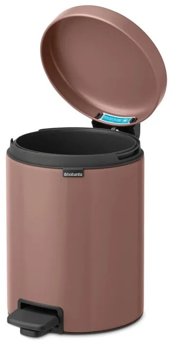 Кош за боклук с педал Brabantia NewIcon 1008841, 5 л, Плавно затваряне, Противоплъзгаща основа, Сатенено покритие, Кафяв
