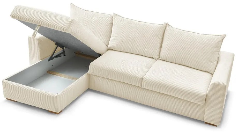 Кремав разтегателен ъглов диван от рипсено кадифе (променлив) Augustin – Bobochic Paris