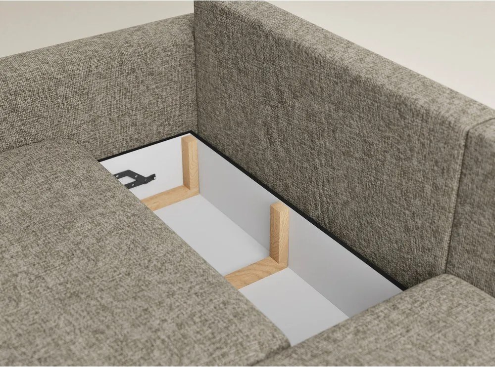 Кафяв шенилов сгъваем/с място за съхранение ъглов диван (десен ъгъл) Leon – Maison de Rêve