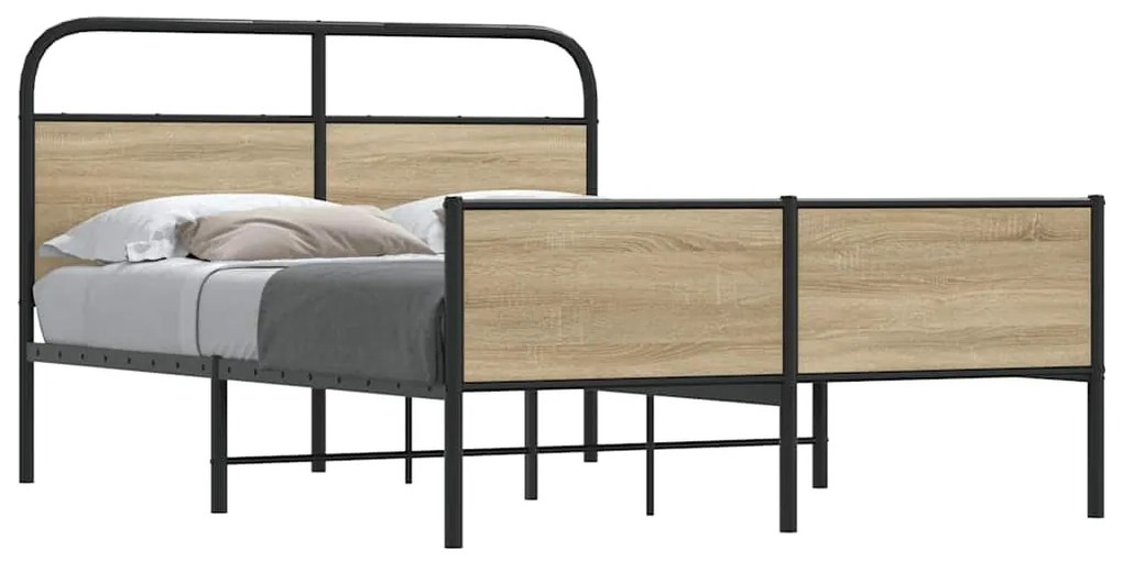 4100391 vidaXL Рамка за легло без матрак 135x190 см дъб сонома инженерно дърво