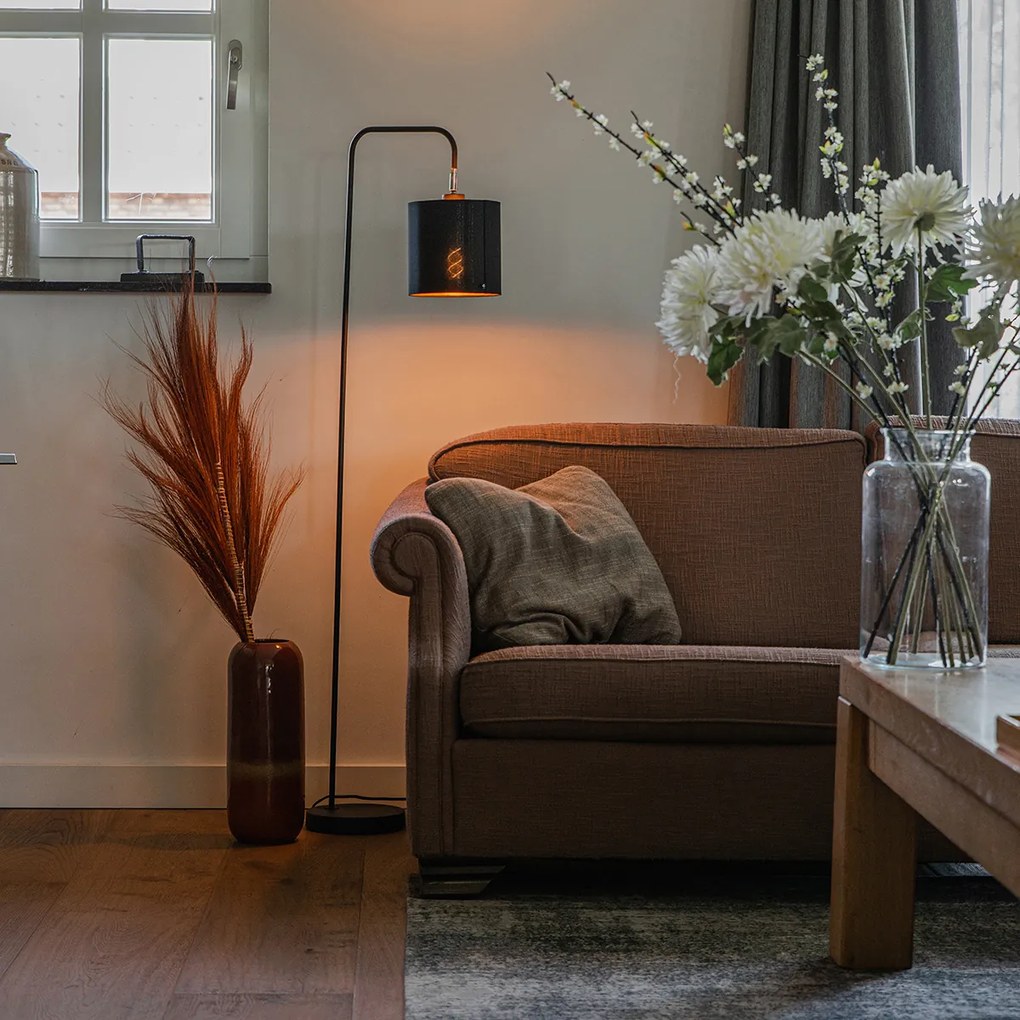 Интелигентна подова лампа черна с включена WiFi крушка A60 - Lofty