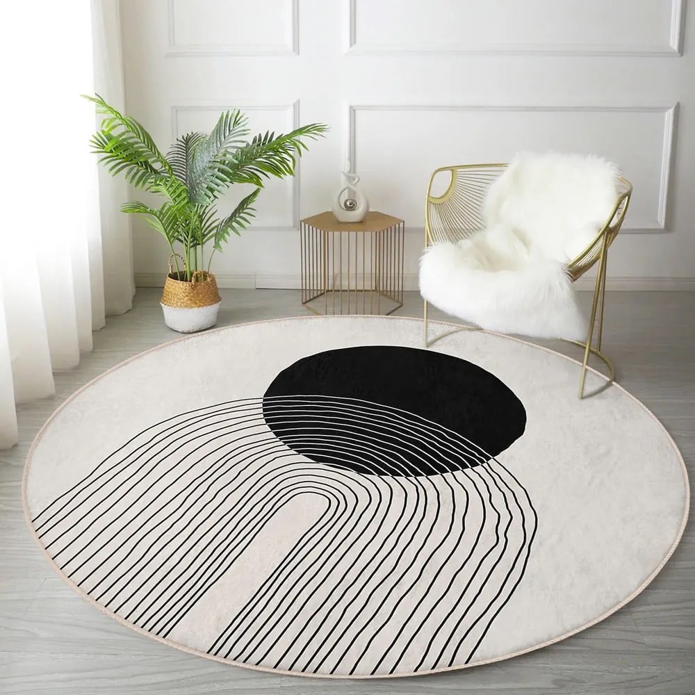 Кремав кръгъл килим подходящ за пране ø 120 cm Comfort – Mila Home