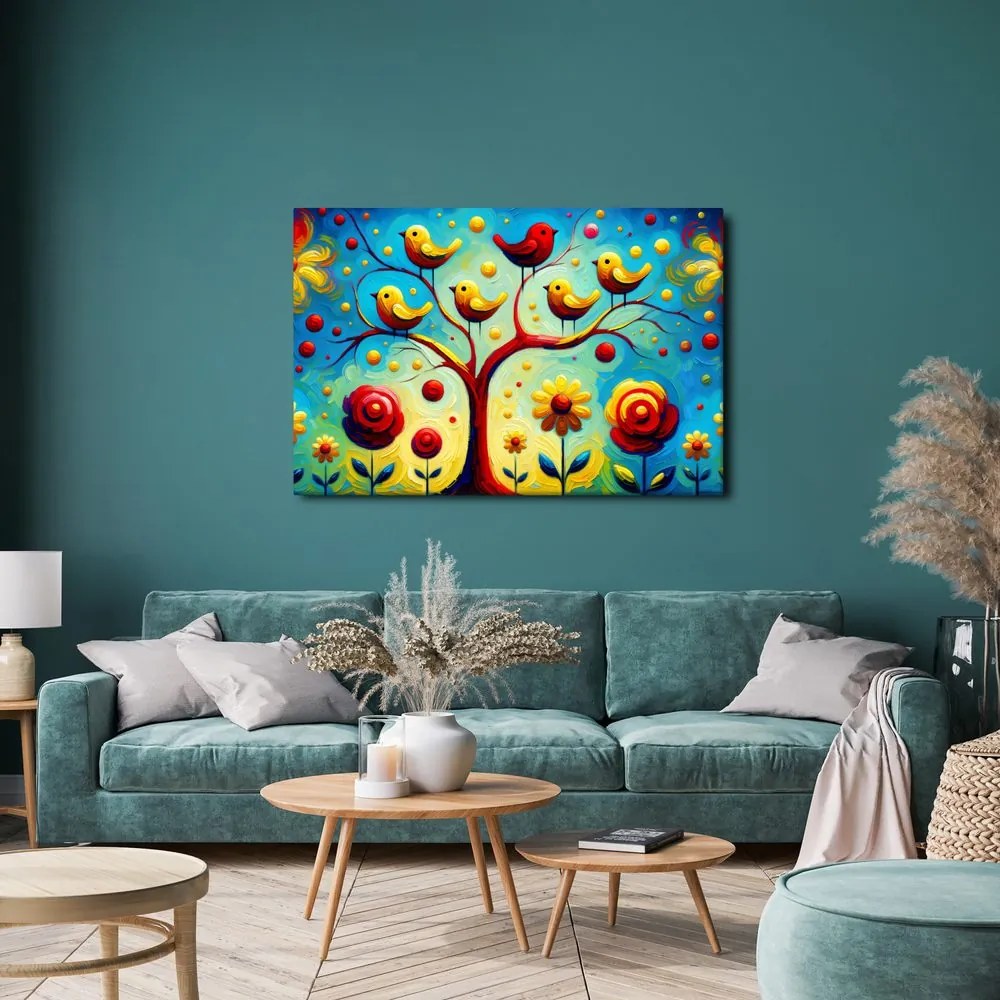 Картина на платно – Дървото на живота с птички