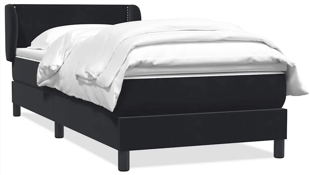 3317471 vidaXL Боксспринг легло с матрак, черно, 90x220 см, кадифе