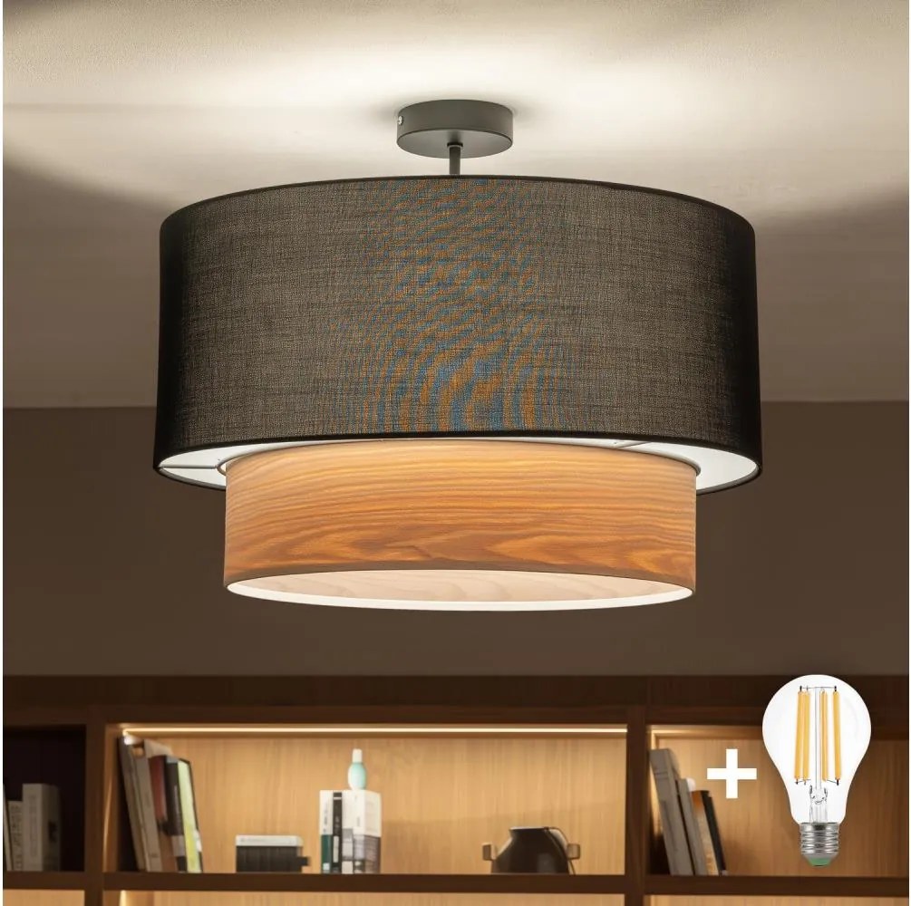 Brilagi - LED плафон CERIA 1xE27/60W/230V Ø 50 см черен/бежов