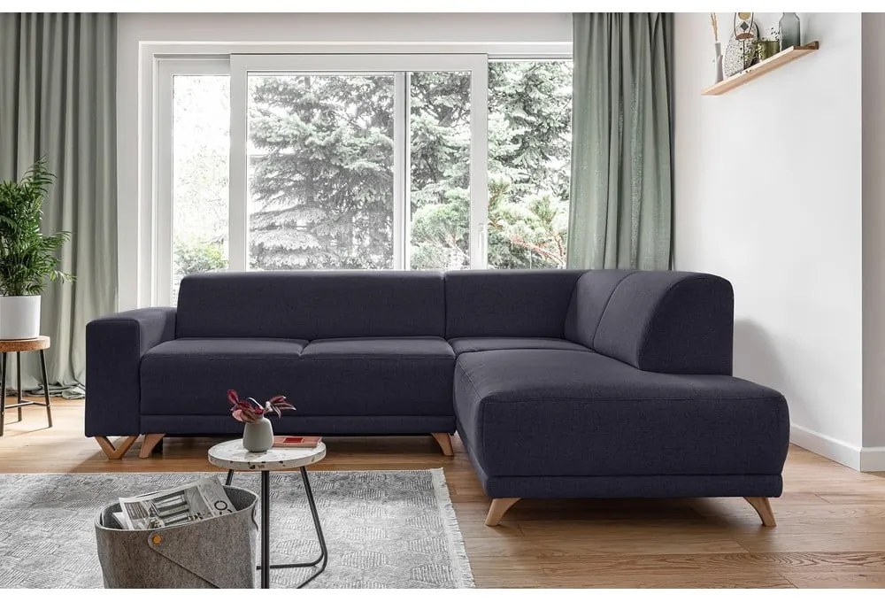 Антрацитен разтегателен/с място за съхранение ъглов диван (десен ъгъл/L форма) Classy Sophie – Miuform