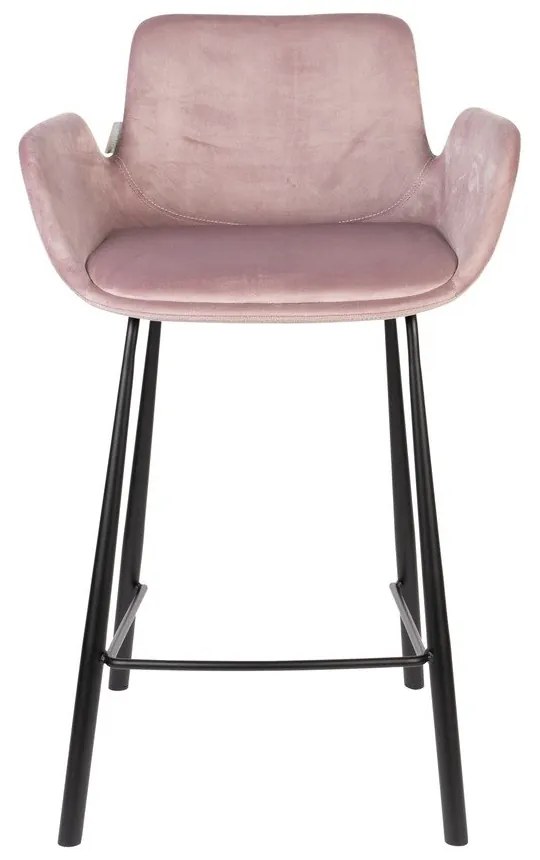 Светлорозови бар столове от кадифе в комплект от 2 броя 91,5 cm Brit - Zuiver