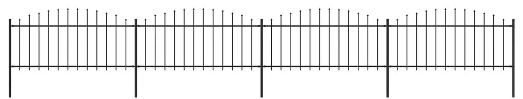 Sonata Градинска ограда с пики, стомана, (0,5-0,75)x6,8 м, черна