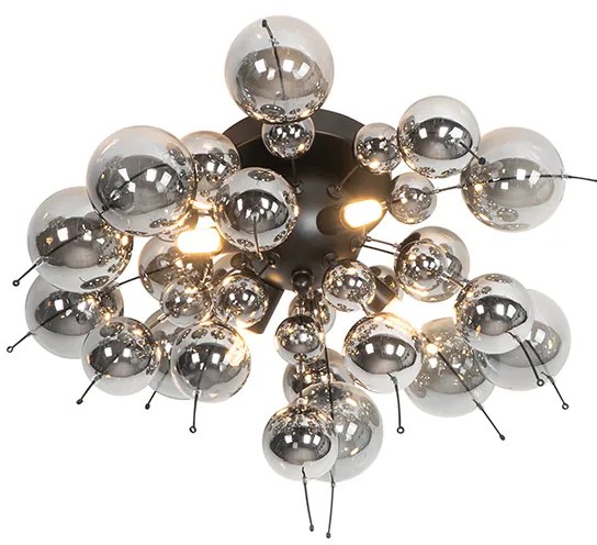 Дизайнерски плафон черен с опушено стъкло 4-лампа - Explode