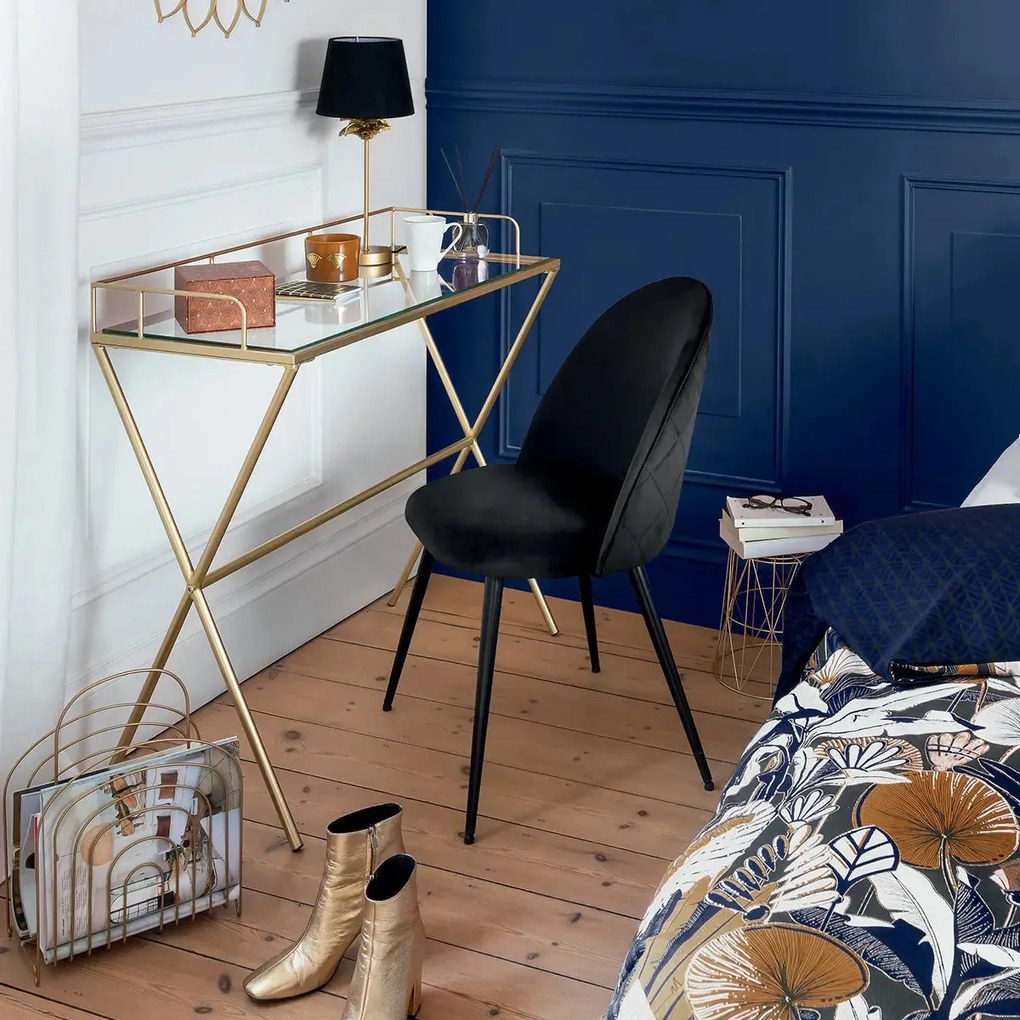 Трапезен стол atmosphera Slano, Велур - Син