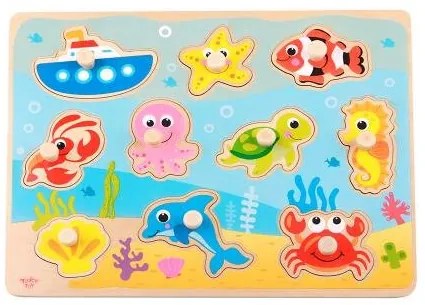 Tooky Toy - Дървена образователна дъска Морско дъно - TY856