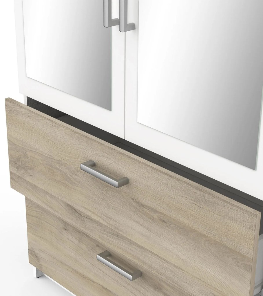 Гардероб Coben Четирикрилен-дъб - бял