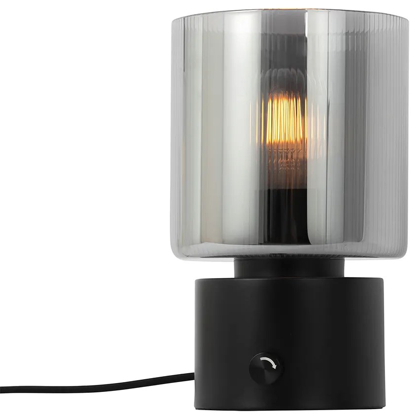 Лампа за маса в стил арт деко черна с опушено стъкло - Laura