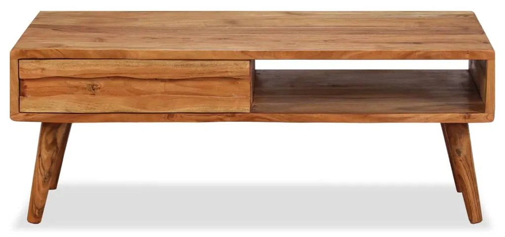 244974 vidaXL Маса за кафе, дървен масив, с резбовано чекмедже, 100x50x40 cм