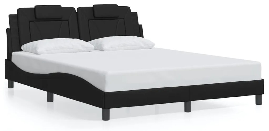 3208103 vidaXL Рамка за легло Viana без матрак, черна, 160x200 см, изкуствена кожа
