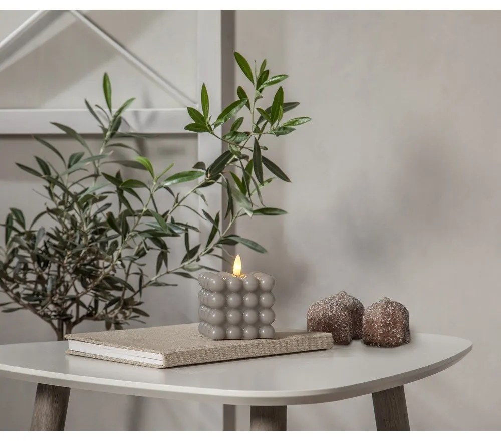 LED свещ от сив восък , височина 9,5 см Flamme Dot - Star Trading