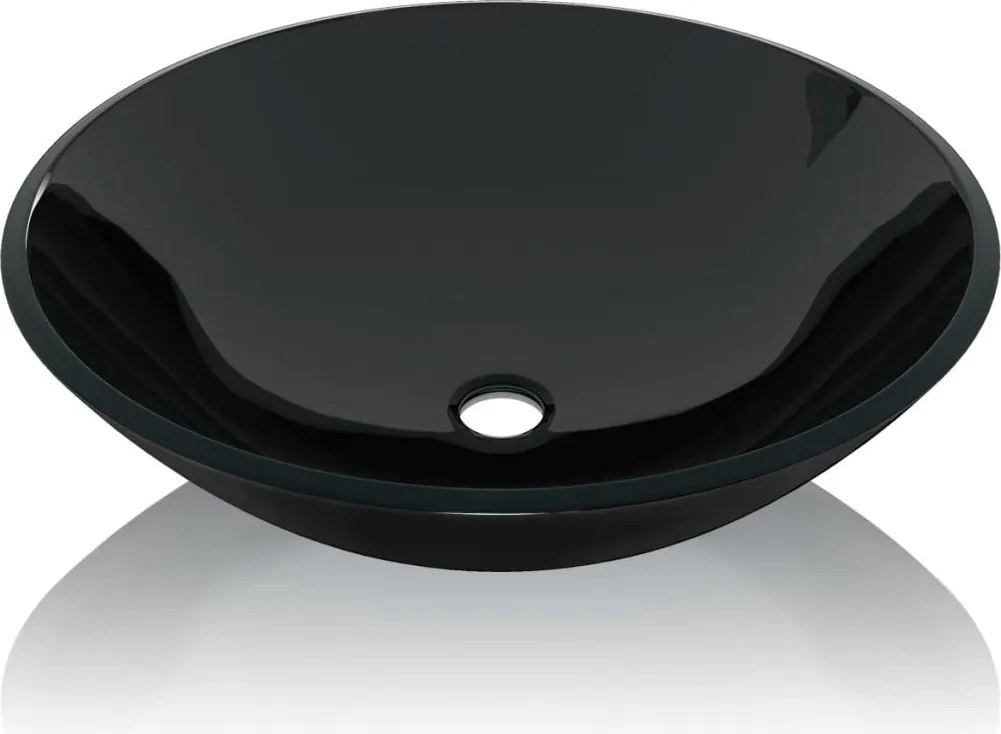 Мивка от закалено стъкло, 42 см, черна