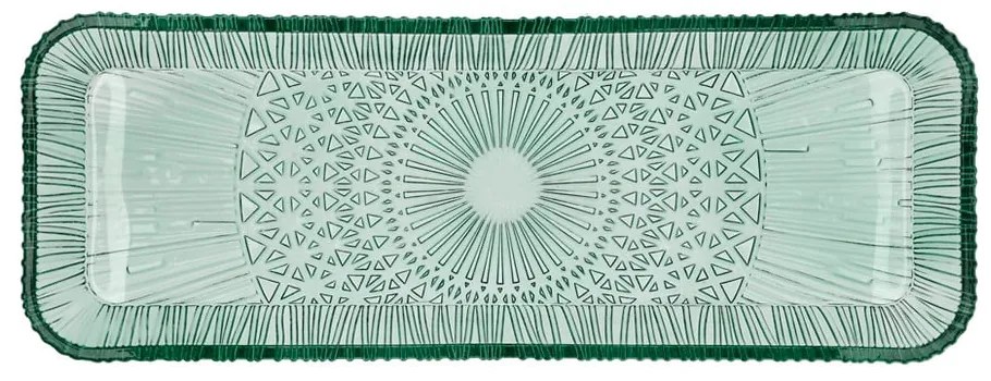 Зелена стъклена чиния за сервиране 14x38 cm Kusintha - Bitz