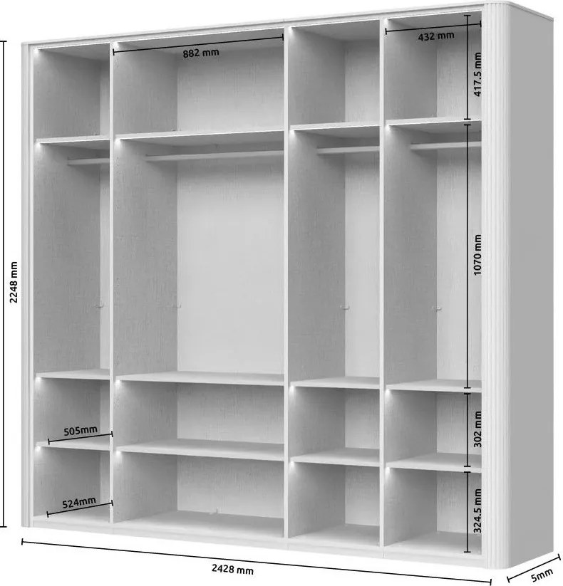 Гардероб Dutchess петкрил 3 стъкло