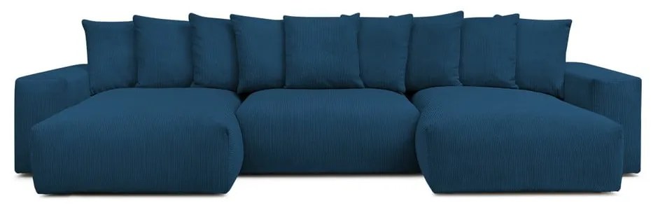 Тъмносин ъглов диван от рипсено кадифе Voltaire – Bobochic Paris