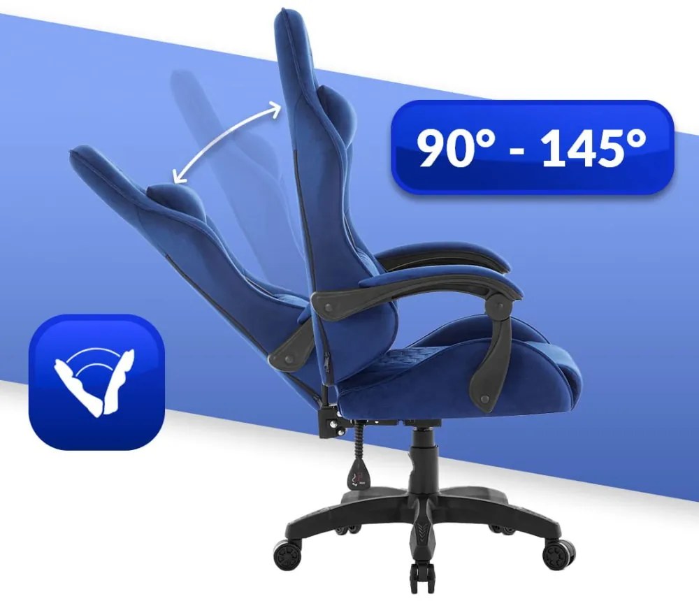 Геймърски стол HC-1000 NAVY - кадифена тъкан