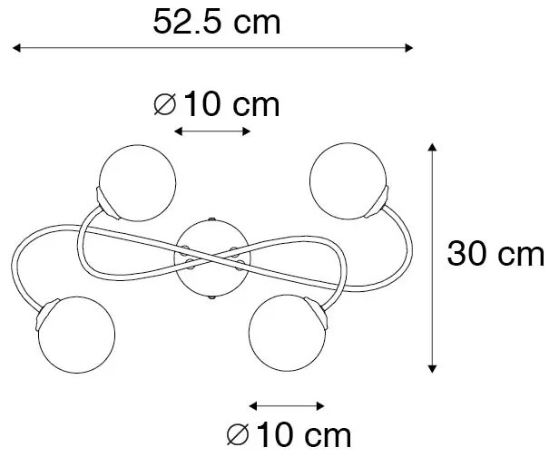 Модерна таванна лампа златиста 4-лампа с димно стъкло - Атина