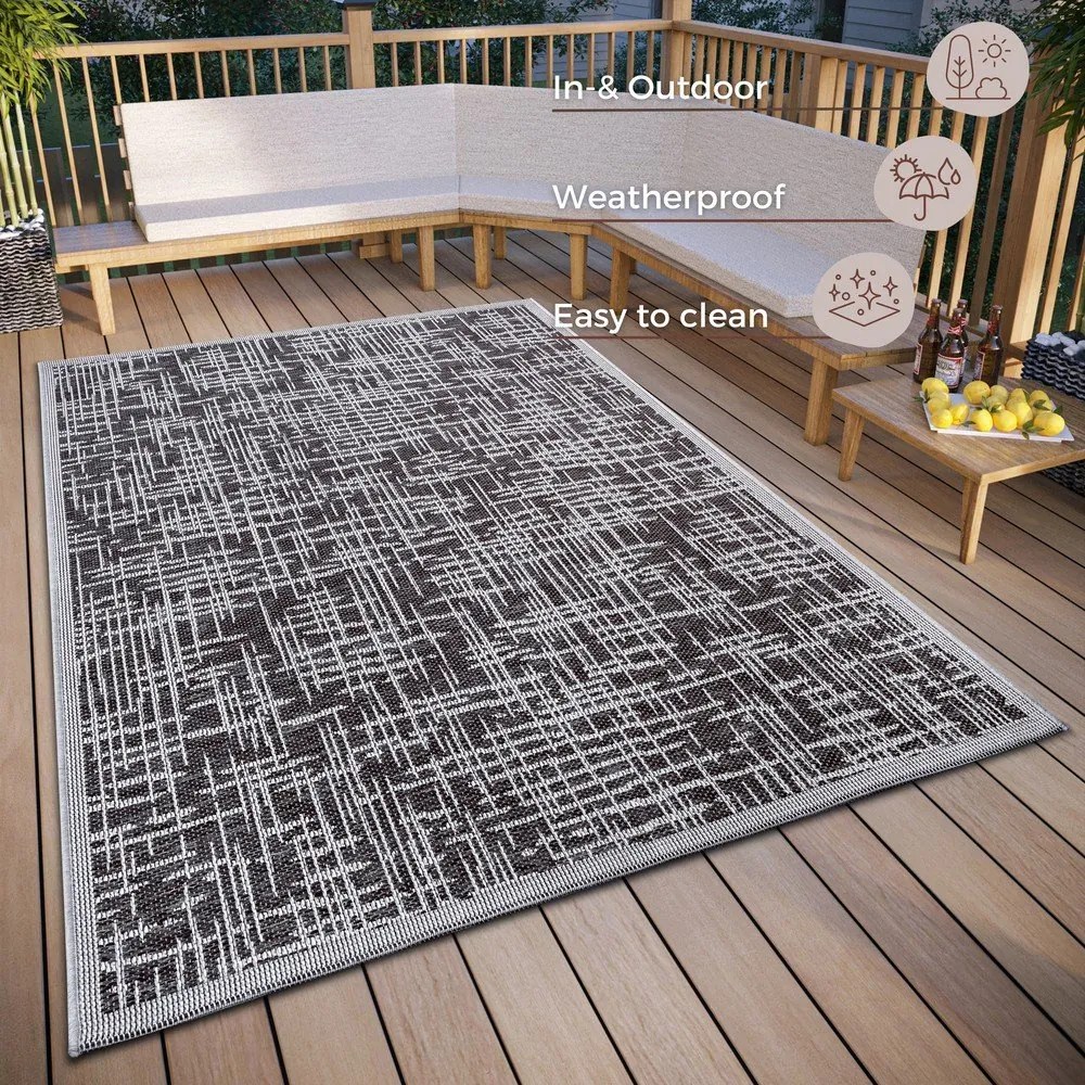 Тъмносив външен килим 155x235 cm Clyde Telu – Hanse Home