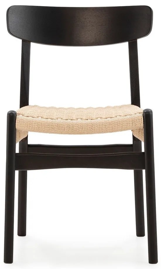 Черни трапезни столове в комплект 2 бр. от масивно каучуково дърво Biel – MOME