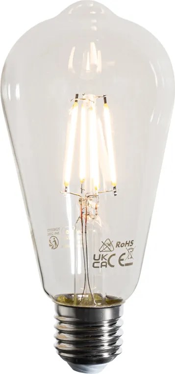 Комплект от 5 E27 LED Filament крушки ST64 прозрачни 4W 470 lm 2700K